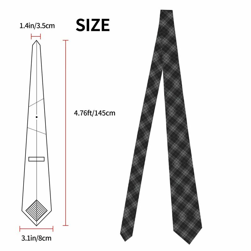 Fashion Gray Black Plaid Check Tartan Pattern Ties for Wedding Personalized Men Neckties