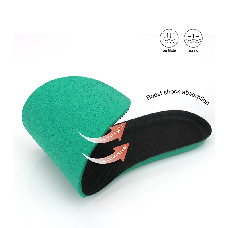 Green and black foam insoles, breathable and sweat absorbing sports insoles, antibacterial and cushioning insoles