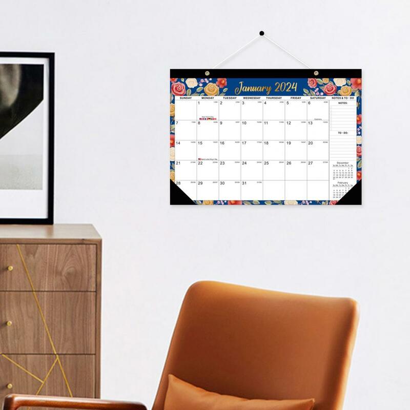 Calendario de pared con cordón, planificadores mensuales duraderos, listas de tareas pendientes, año nuevo para organización, regalo 2024, 2024