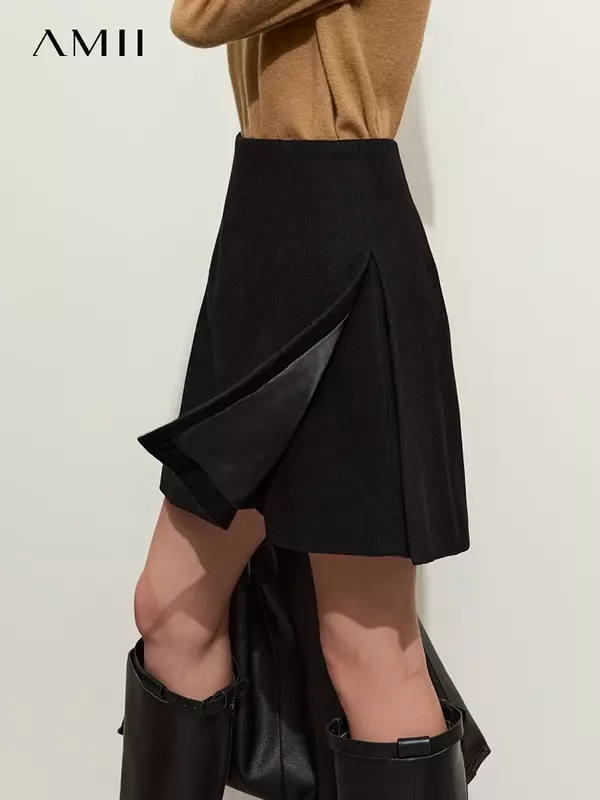 AMII minimalistyczne szorty damskie spódnice 2023 zimowe nowe podmiejskie wygodne szorty wełniane proste lite spodnie 12344304