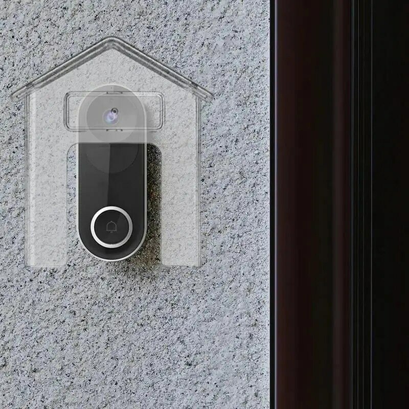 Dzwonek do drzwi obudowa ochronna w kształcie domu przezroczysta osłona przeciwdeszczowa uniwersalna osłona do wizualnych dzwonków do kamer odporne na warunki pogodowe