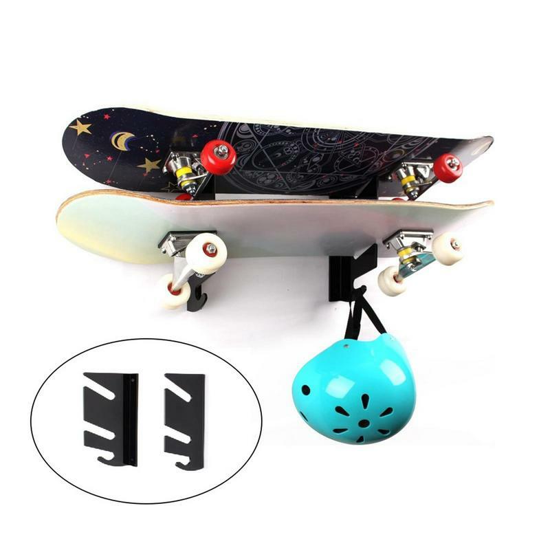 1 paio di supporto per Skateboard in acrilico con gancio portaoggetti due strati di gancio per Skateboard per montaggio a parete per Skateboard da ponte