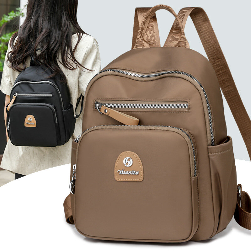 Повседневные женские рюкзаки 2024, новые простые однотонные школьные рюкзаки для девочек-подростков, вместительные водонепроницаемые нейлоновые дорожные сумки