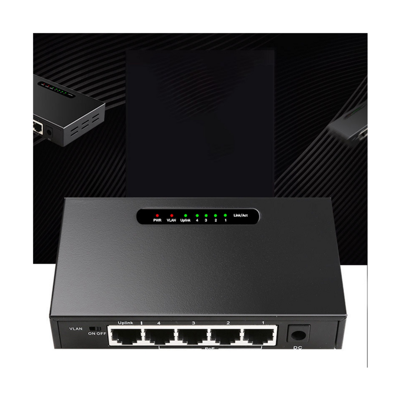 RJ45 PoE Switch Desktop Ethernet, Switch jaringan Ethernet dengan steker EU