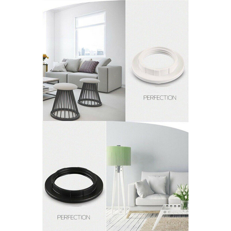 Adapter Lamp Shade Ring Inner Dia 28mm Outer Dia 44mm Plastic 3pcs Black/White E14 Lamp Shade Lampshades Hot Sale