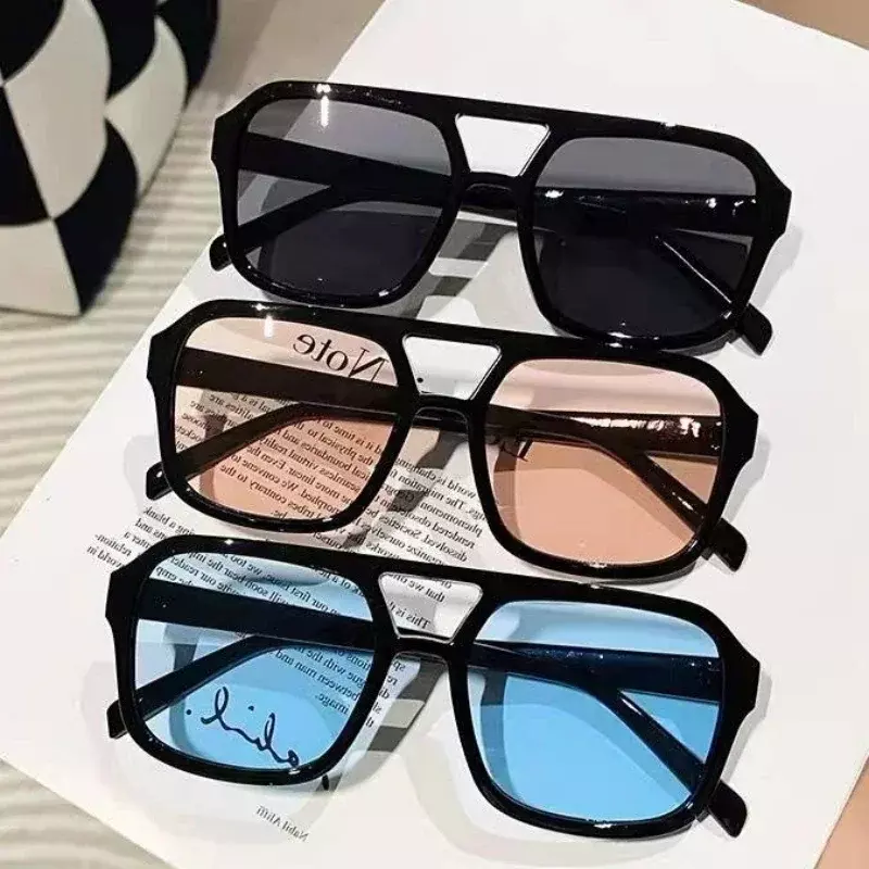 Óculos de sol duplos para homens e mulheres, óculos de sol vintage, tons exagerados femininos, oversize, Brand Designer, 2024