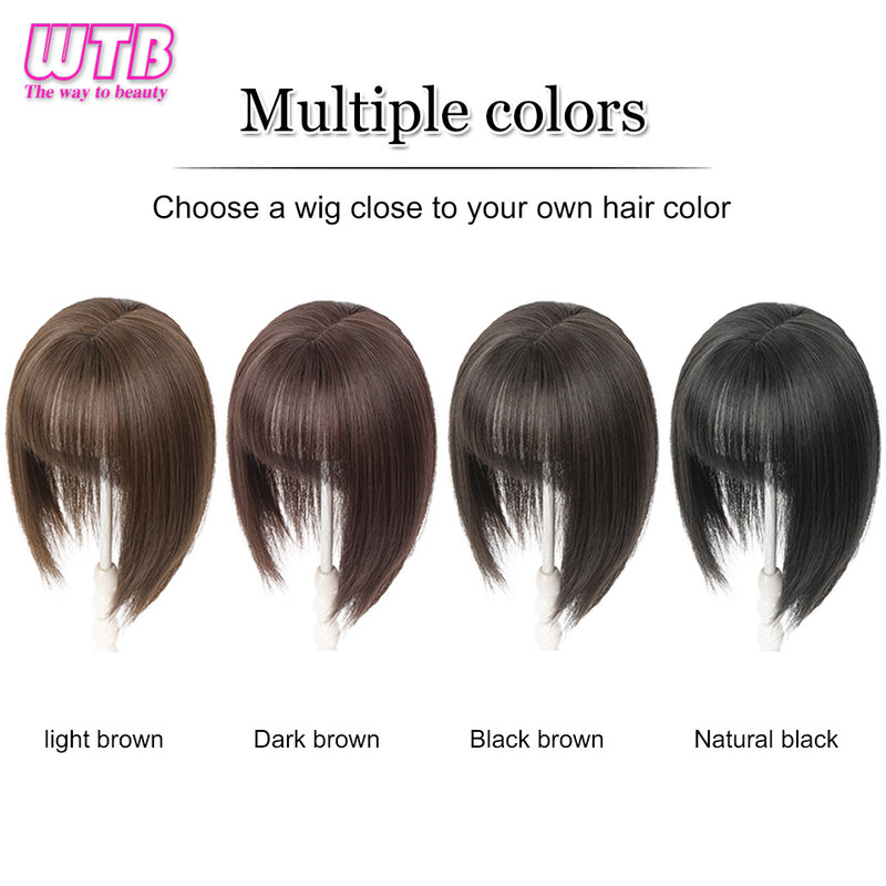 WTB-Women's Head Reissue 3D Air Bangs peruca sintética, aumenta a quantidade de cabelo com Bangs, natural e realista