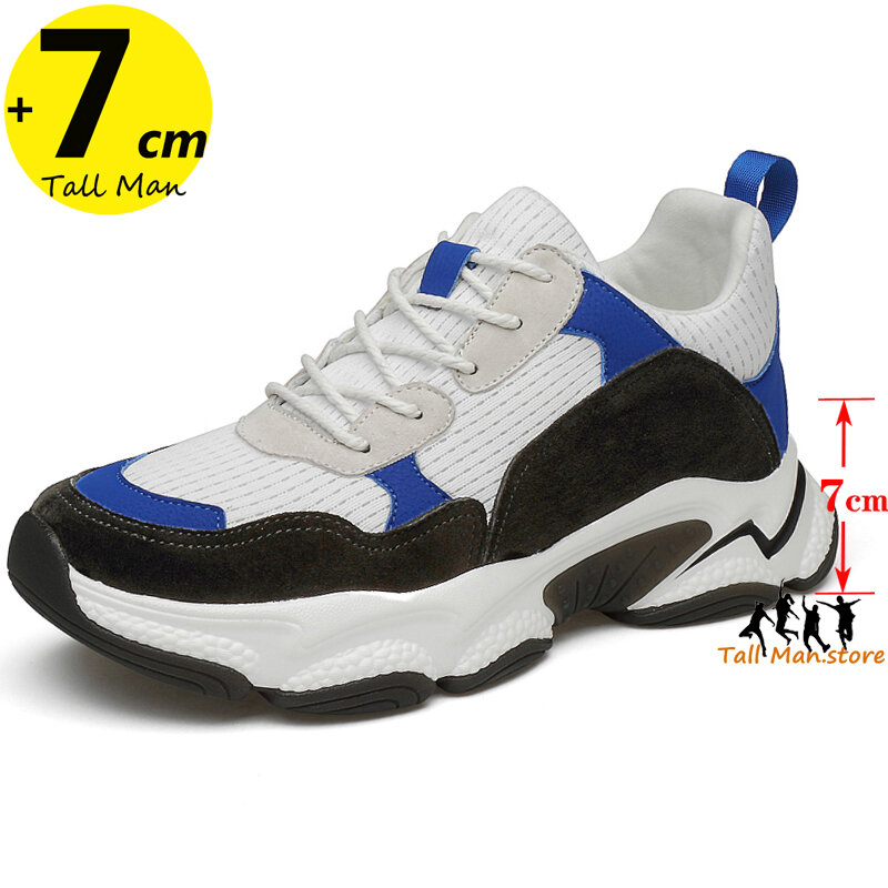 Men's Sports Sneakers Lift Inserts, Elevador Tênis, Altura Aumentar Palmilha, Moda Lazer, 7cm