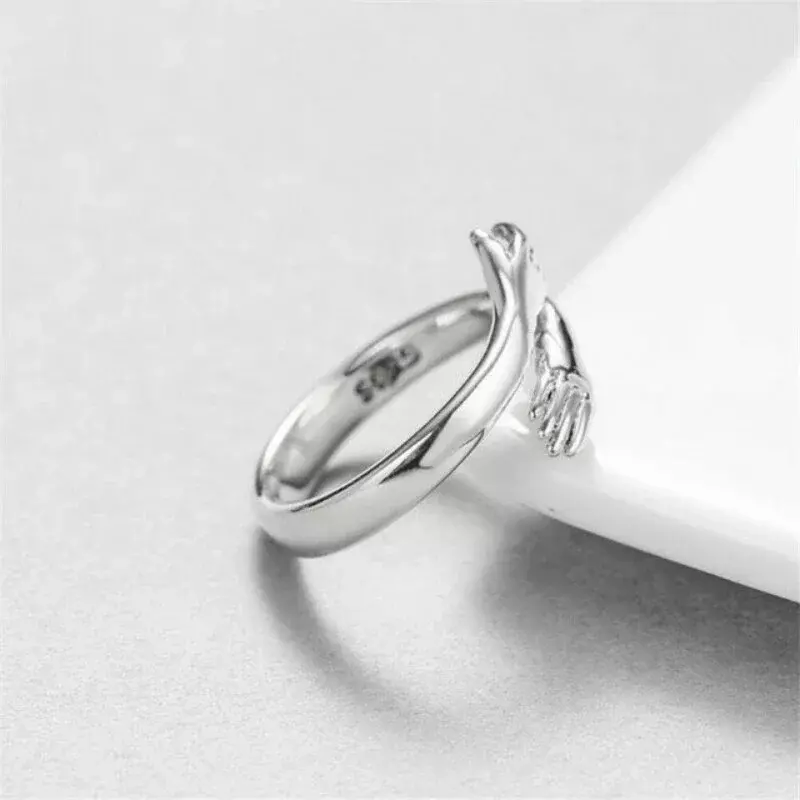 Romantic Love Hug Hand Rings Creative Love Forever Open Finger Rings Adjustable Exquisite Jewelry Ring For Women Party Gift
