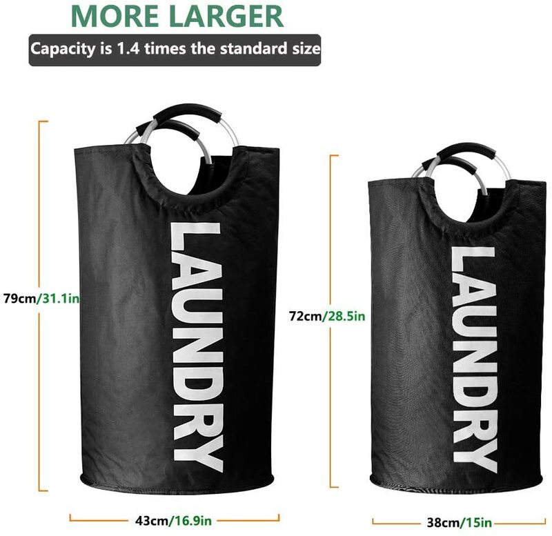 82L Large Laundry Basket Foldable Oxford Fabric Laundry Hamper with Aluminum Handle Oversize for Home Storage Organizer