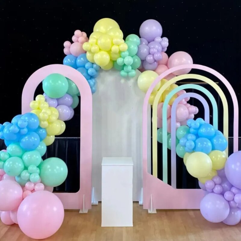 Fundo acrílico do arco-íris, fundo do aniversário, decoração do casamento, arco do balão, parede da flor, cenário do estágio