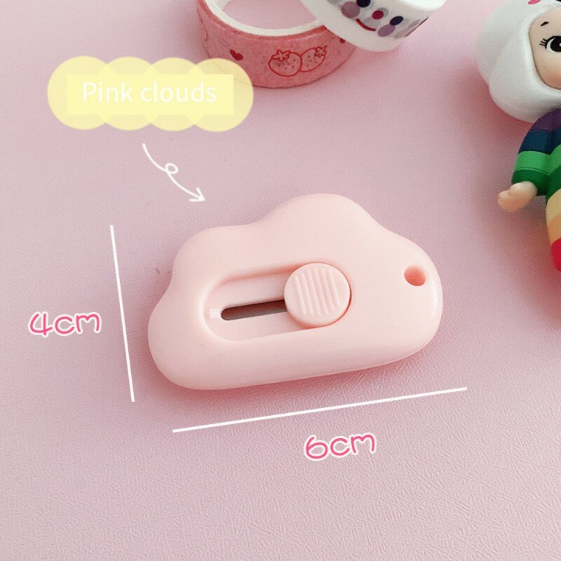 1/2/3pc Cute Cloud Color Mini Portable Utility Knife Paper Cutter Retractable Express Unpacking Office Paper Cutting Art Knife