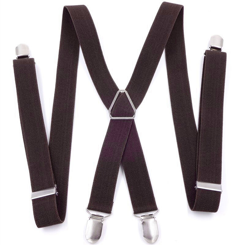 25mm Wide Men Suspenders High Elastic Adjustable 4 Strong Clips Suspender Heavy Duty X Back Trousers Braces Accessories Hot