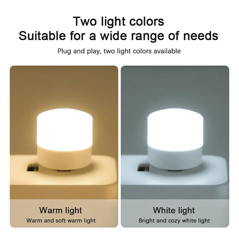 USB Plug Lamp Mini Night Light Computer Mobile Power Charging Small Book Lamps LED Eye Protection Square Reading Light