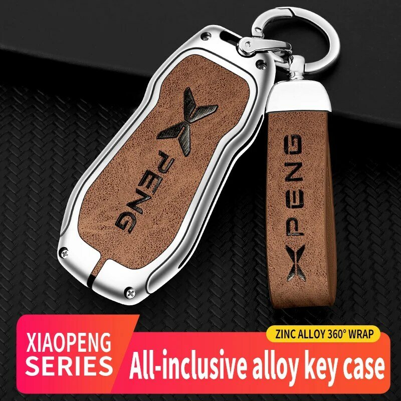Metal Car Key Fob Cover Case Shell For Xpeng Xiaopeng P5 P7 G9 G3i Holder Interior Keychain Leather Accessories