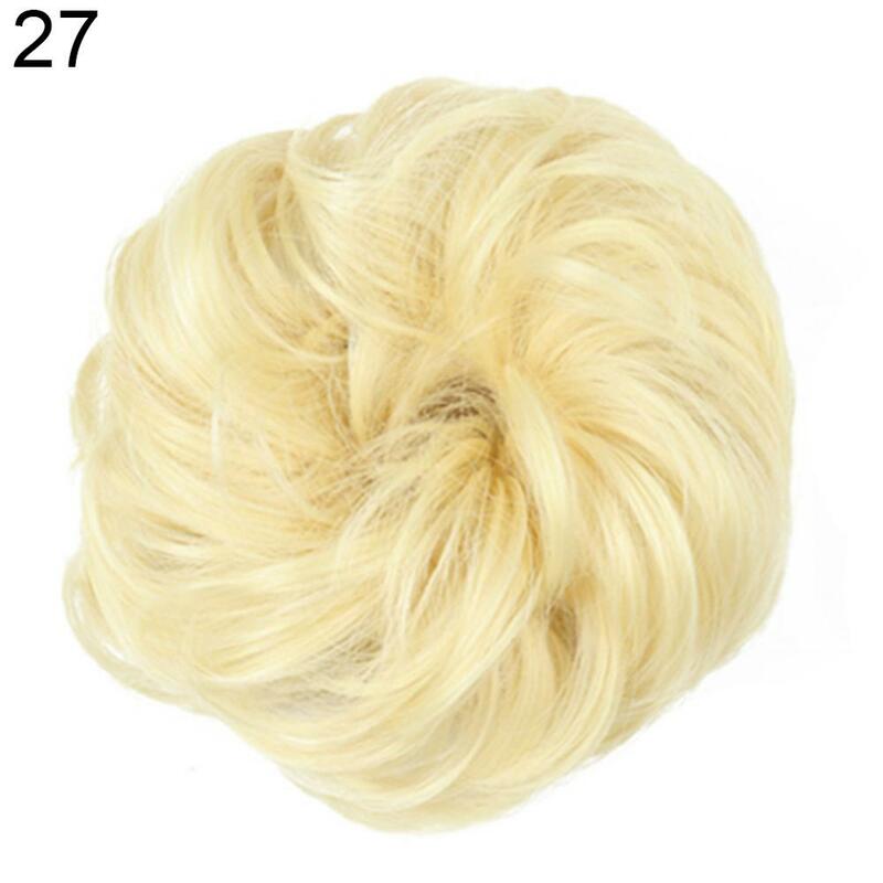 Wig ekstensi Sanggul rambut wanita 10cm, Wig Chignon donat berantakan ikal bergelombang, rambut palsu sintetis berantakan, Wig Scrunchies Sanggul