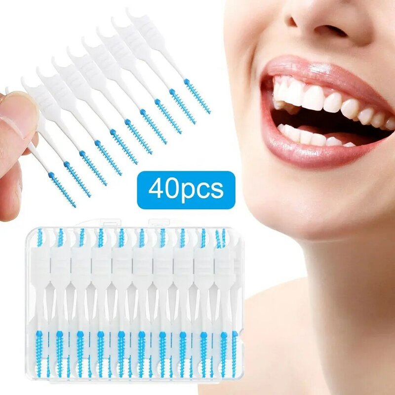 40Pcs Silikon Zähne Pflege Doppel Kopf Oral Reinigung Zahnseide Interdentalbürsten Zahnstocher Dental Reinigung Pinsel
