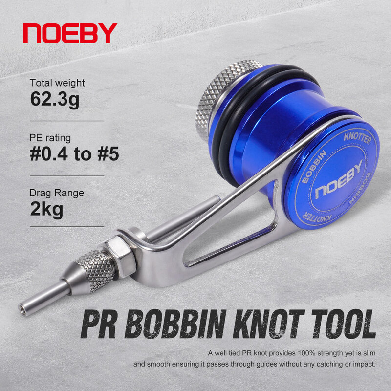Noeby PR Bobbin Knotter GT Knob Fishing Line Wire Knotting Tool, moldura inoxidável, Alumínio Spool Winder, Equipamento de pesca Assist