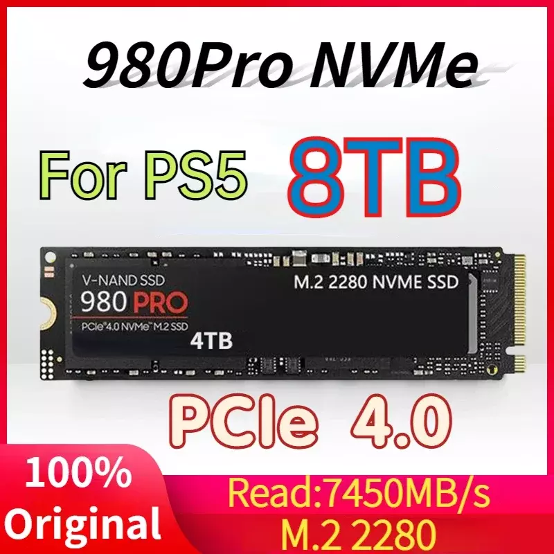 2024 New 980PRO SSD 8TB 4TB 2TB 1TB NVMe PCIe Gen 4.0 x 4 M.2 2280 Internal Solid State Drive for PS5 Laptop Desktop Gaming PC