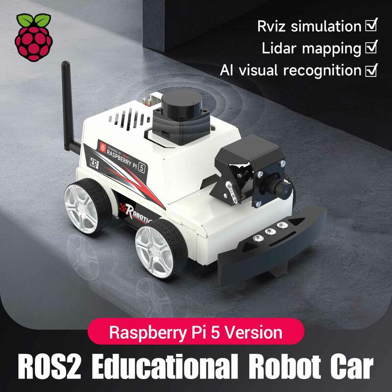 Обучающий набор робота Raspberry Pi 5 Car ROS2 с MS200 TOF Lidar поддержкой SLAM map навигации ИИ визуального распознавания Python3