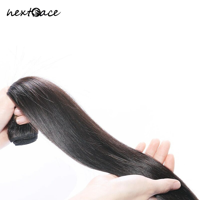 NextFace Peruvian Hair 10A Grade Straight Hair Bundles Silky Straight Human Hair Bundles Natural Color Thick Hair Weaves Bundles