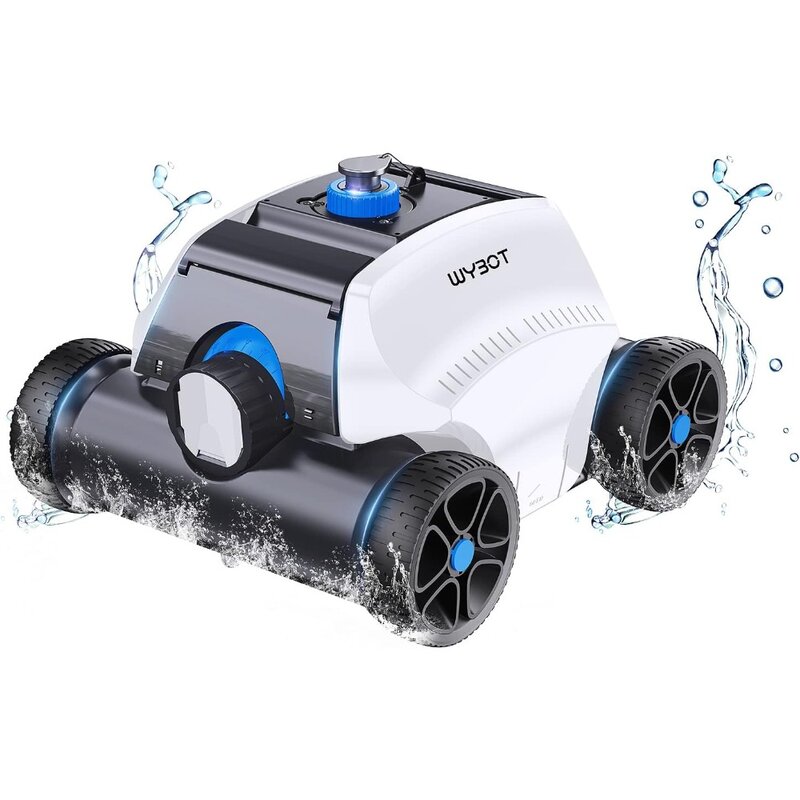Robotic Pool Vacuum Cleaner, Dual Strong Suction Port, 130min Runtime, Cordless Pool Cleaner, Ideal for Pools Up to 1300 Sq.ft