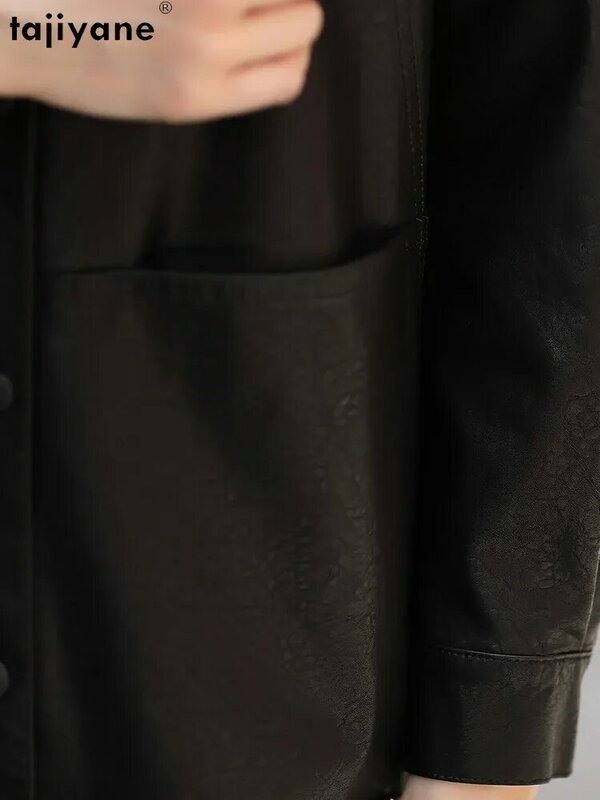 Женская кожаная куртка Tajiyane, Повседневная Свободная куртка из натуральной овечьей шкуры, весна-осень 2023