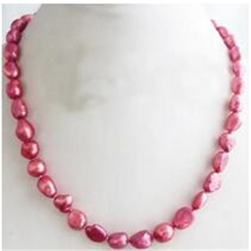 Ожерелье из пресноводного жемчуга для девочек, недорогое ожерелье из натурального жемчуга в стиле барокко, розового, синего, красного цветов, подарочное