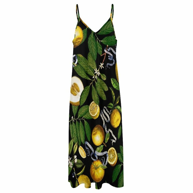 Лимонное дерево-черное платье без рукавов Женский Летний комбинезон повседневные платья