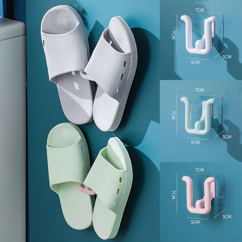 Gancho de plástico flexível, sapato puro do agregado familiar, organização não perfurada, banheiro e quarto, 7x5x5cm