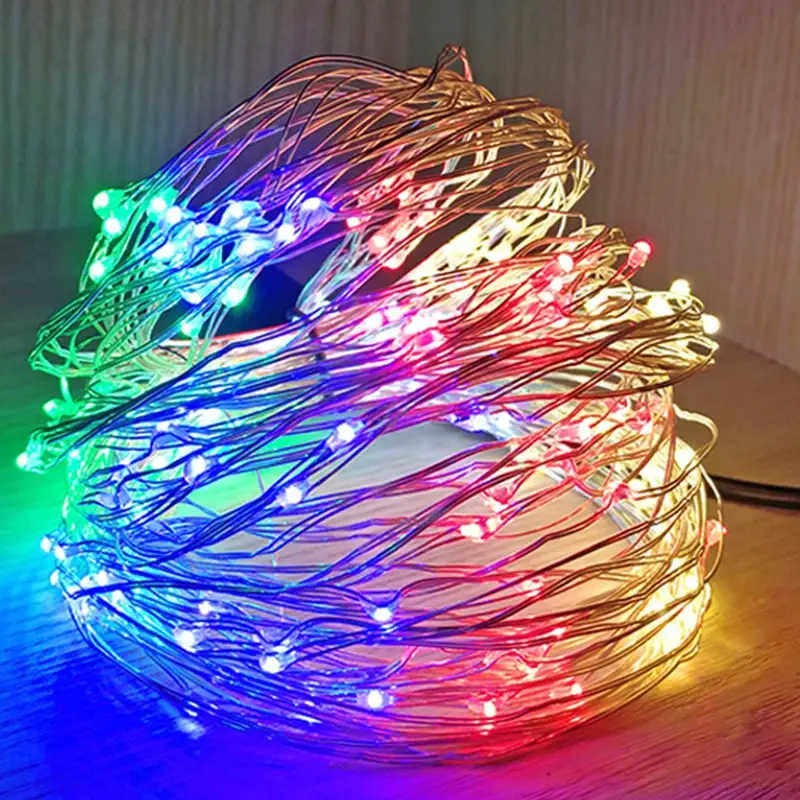 LED Copper Wire Light String 10M 50 Lights Family Party Decoration Wedding Courtyard Garden Voice Control Light String