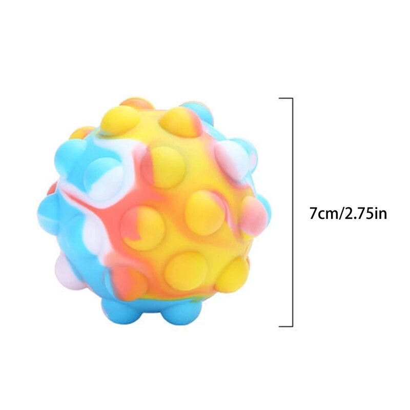 Arco-íris bola empurrar bolha antiestresse cubo brinquedos de descompressão squeeze 3d elástico bola alívio do estresse brinquedo sensorial para crianças presente