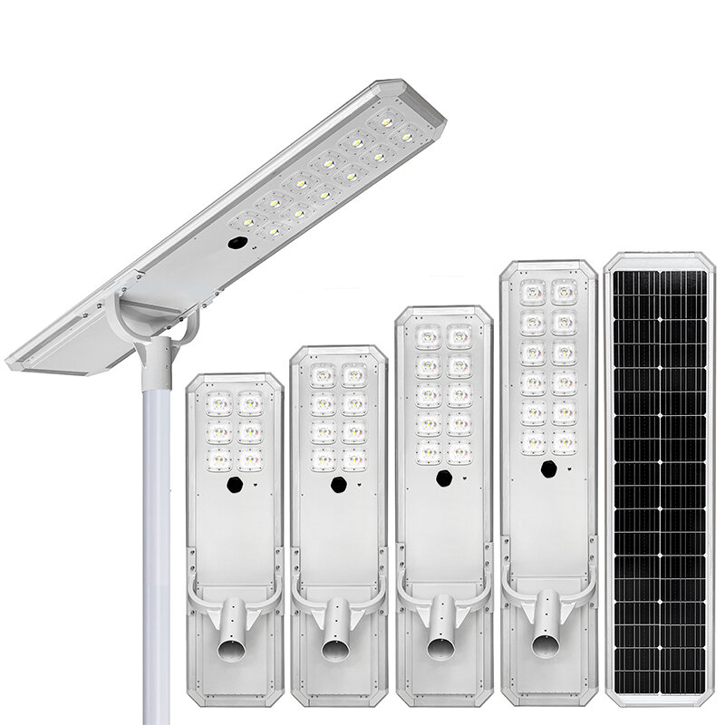 Haoxintai-Luzes de estrada solares cinzentas do alumínio, luz de rua solar integrada, 100W, 150W, 200W, 300W, exterior