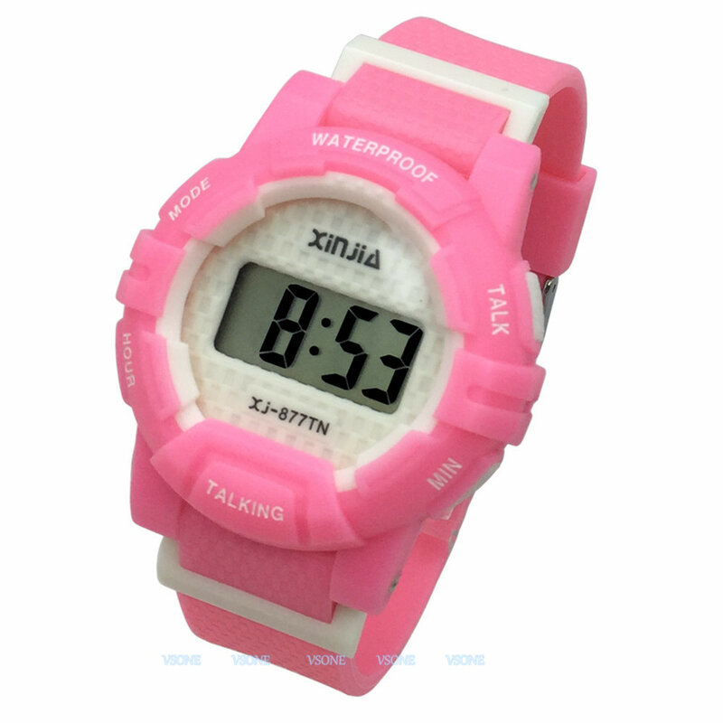 Englisch Reden Armbanduhr Elektronische Sport Uhren mit Alarm, mit Blau Ruber Strap 877TE(BLU)