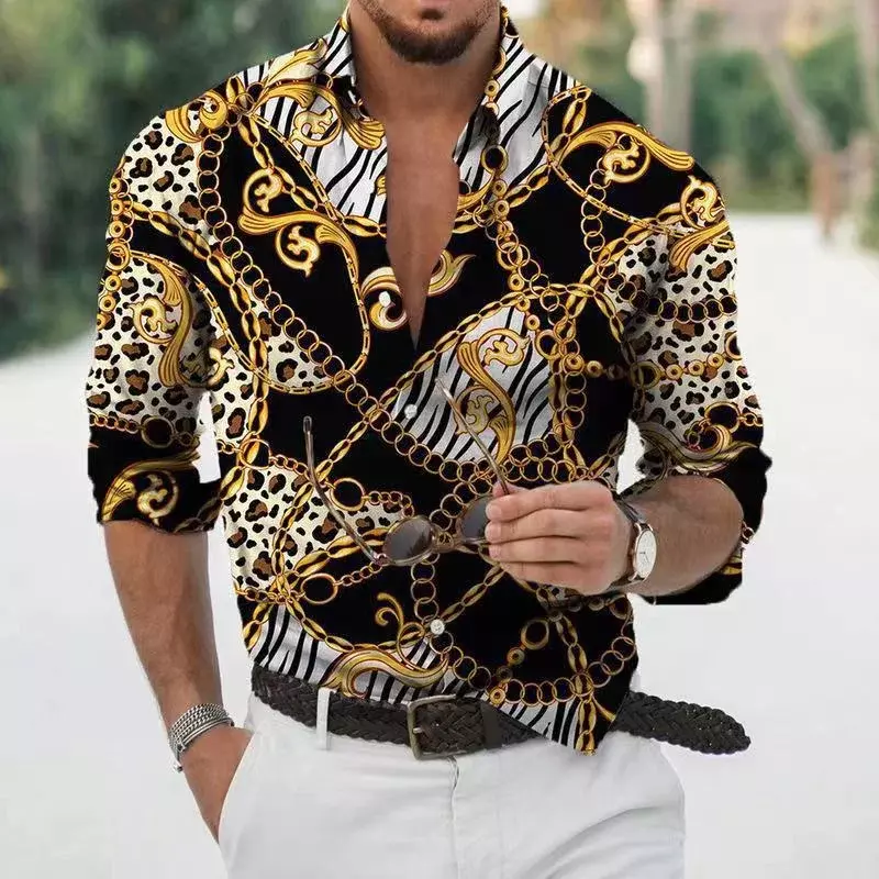 Мужская рубашка с отворотом, модная повседневная Уличная модель, новинка 2023, дизайнерский мягкий удобный дизайн, горячая Распродажа, искусственная кожа 6XL