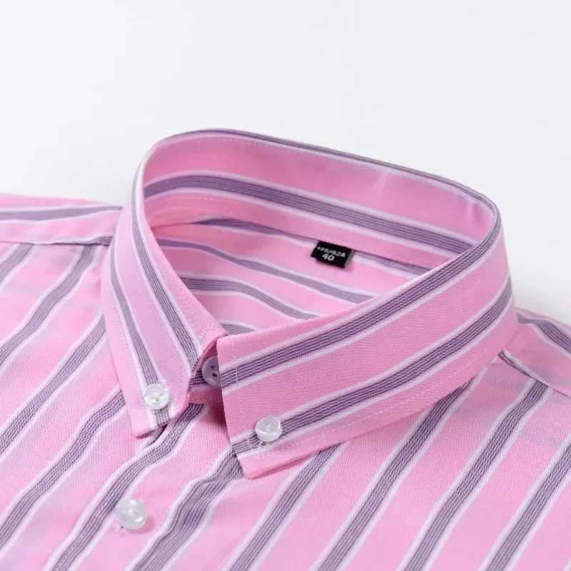 New men's long-sleeved shirt 100% cotton spring and autumn business casual striped men's top button collar thin formal shirt