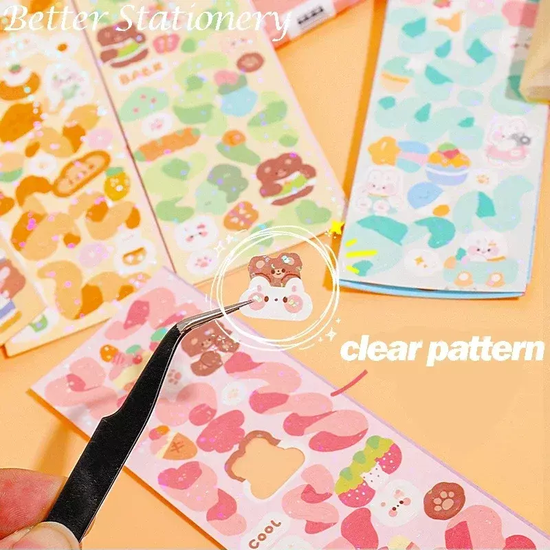 Não-repetido Kawaii adesivos para crianças, conjunto bonito, Material DIY, decoração, etiqueta do laser, laptop, scrapbook, novo, 20-200pcs