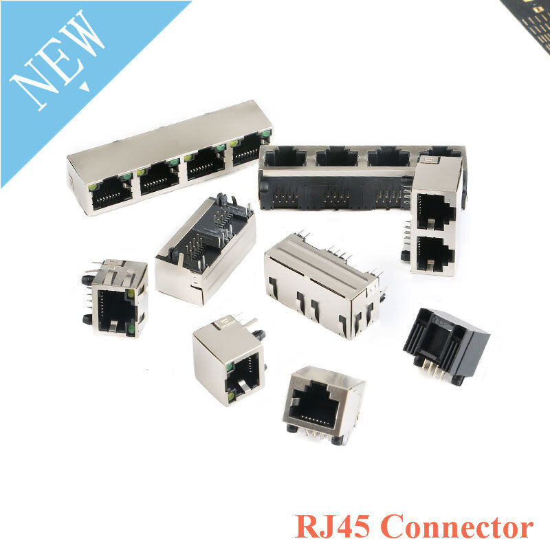 Conector de red RJ45 8P8C, enchufe Modular de montaje, adaptador de Cable de red Ethernet para transferencia de datos con Rj-45 de lámpara