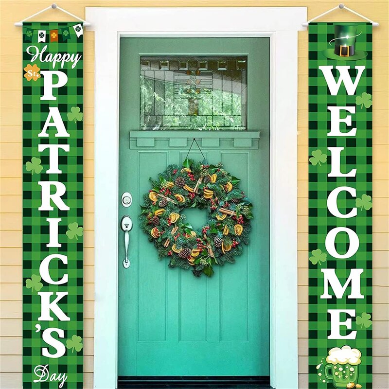St.Patrick'S Day DecoraçãO Banner Luck Leaf Garland Party Decorations Irish Day Home Decorative Green Door Curtain דגל Vaantje