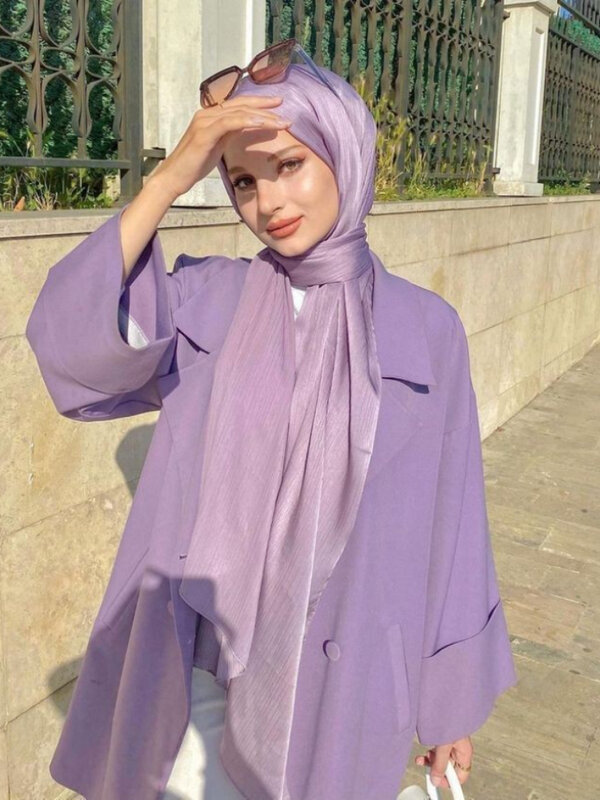 Hijab de gasa satinada plisada para mujer, bufanda de seda, pañuelo de lujo, diadema, chal, turbante, Hijabs musulmanes elegantes