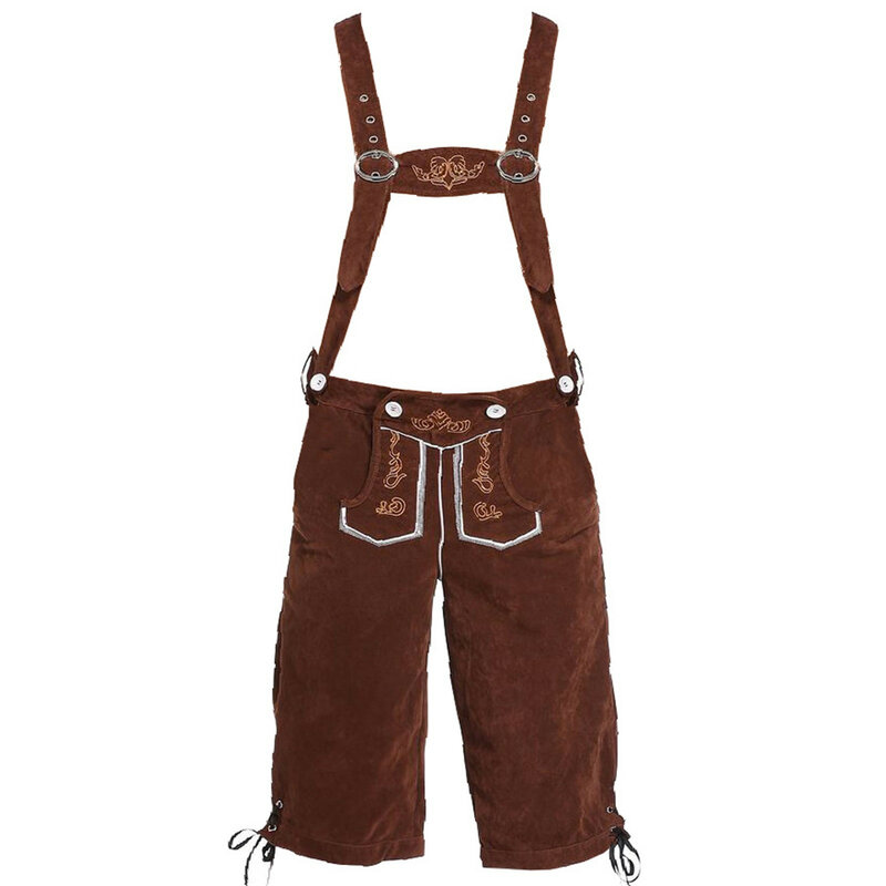 Ethnic Oktoberfest Costumes Adult Men Traditional Bavarian Beer Shorts Outfit Overalls Shirt Hat Suspenders Set Halloween Cloth