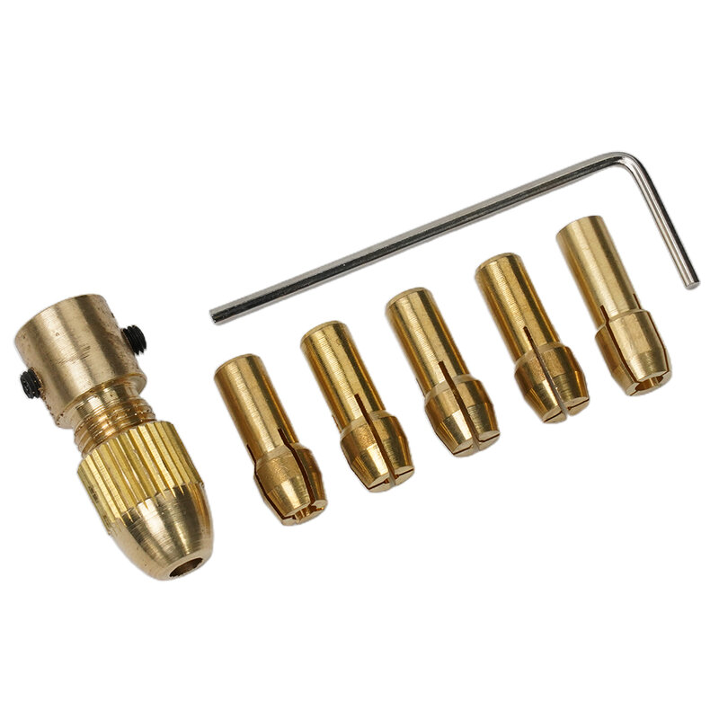 Adaptor Chucks bor Mini, Collet kuningan warna emas 2.35/3.17/4.05/5.05mm untuk digunakan dengan bor tangan untuk poros Motor