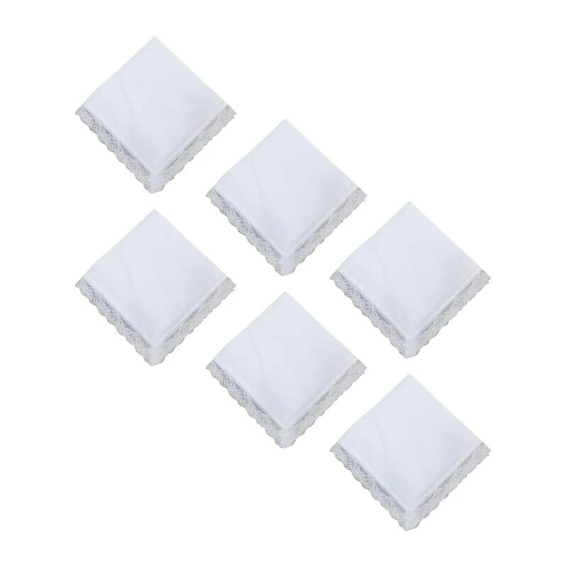 Mouchoirs blancs en pur coton, 6 pièces, bricolage, besoins artisanaux, mouchoirs de poche lavables pour enfants hommes unisexe dame