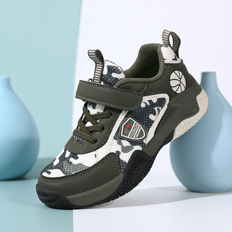 Summer Boys' Sports Shoes 2024 New Children's Camouflage Military Training Running Shoes for Middle and Older Children Outdoor