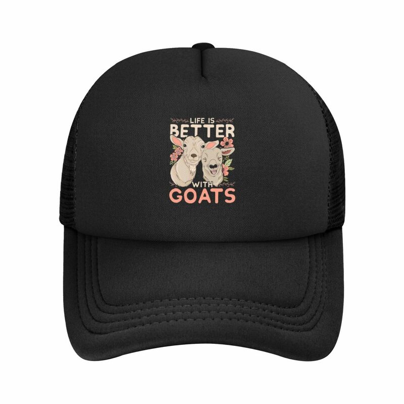 الحياة أفضل مع قبعات بيسبول لطيفة الماعز ، قبعات شبكية للرجال والنساء ، قبعات رياضية ، قبعات صيفية