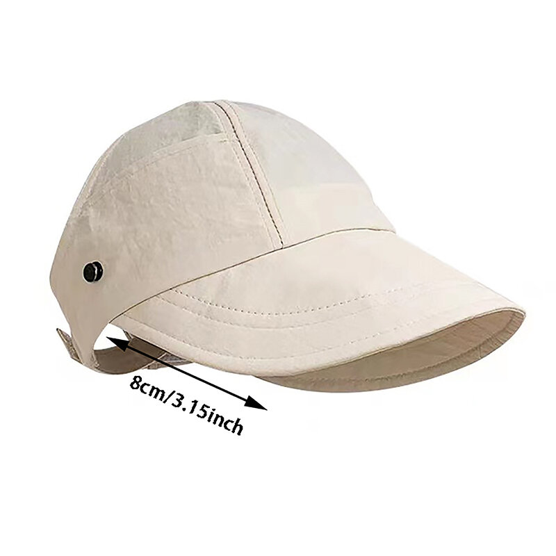Sombrero de Sol de cola de caballo de ala ancha plegable para mujer, gorra ajustable con cordón, visera de secado rápido, gorra de pescador para mujer, sombrero de playa
