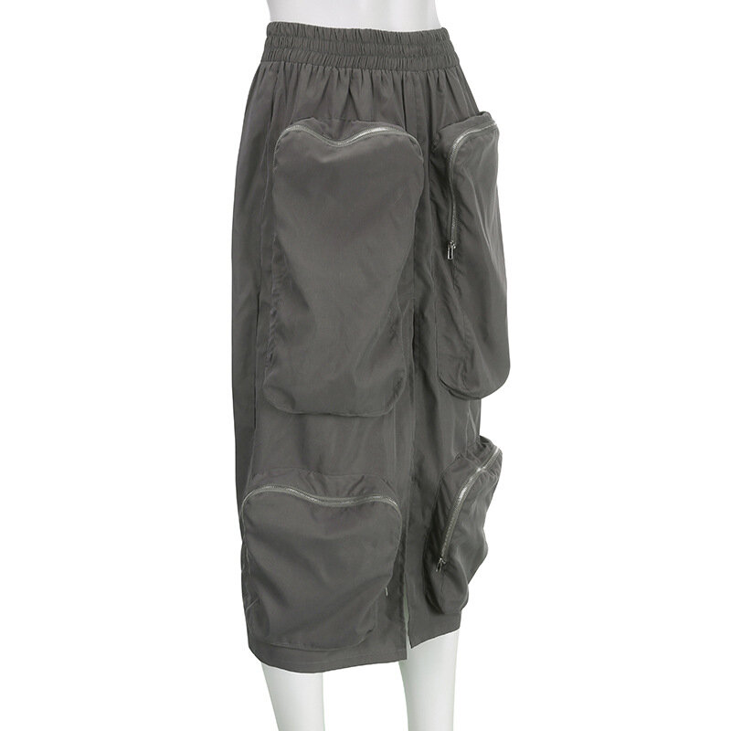 Юбка-карго Женская на молнии, Повседневная Длинная свободная юбка с завышенной талией, в Корейском стиле Харадзюку, весна Y2k