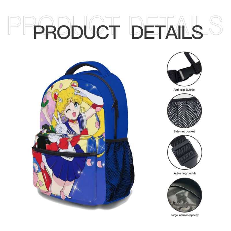 子供のためのアニメランドセルバッグ、かわいいセーラームーンプリント軽量バックパック、カジュアルユーススクールバッグ