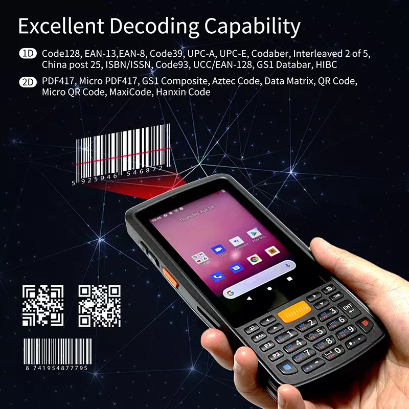 เครื่องสแกน SE4710 PDA แอนดรอยด์11 OS 4G + 64G แบบมือถือที่ทนทานโมดูลสแกนเนอร์2D ZEBRA NFC WiFi Google Store