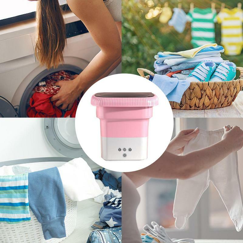Mini Washing Machine Foldable Washer Bucket Foldable Personal Small Washing Machine Ultrasonic Turbine Washer For Vacations